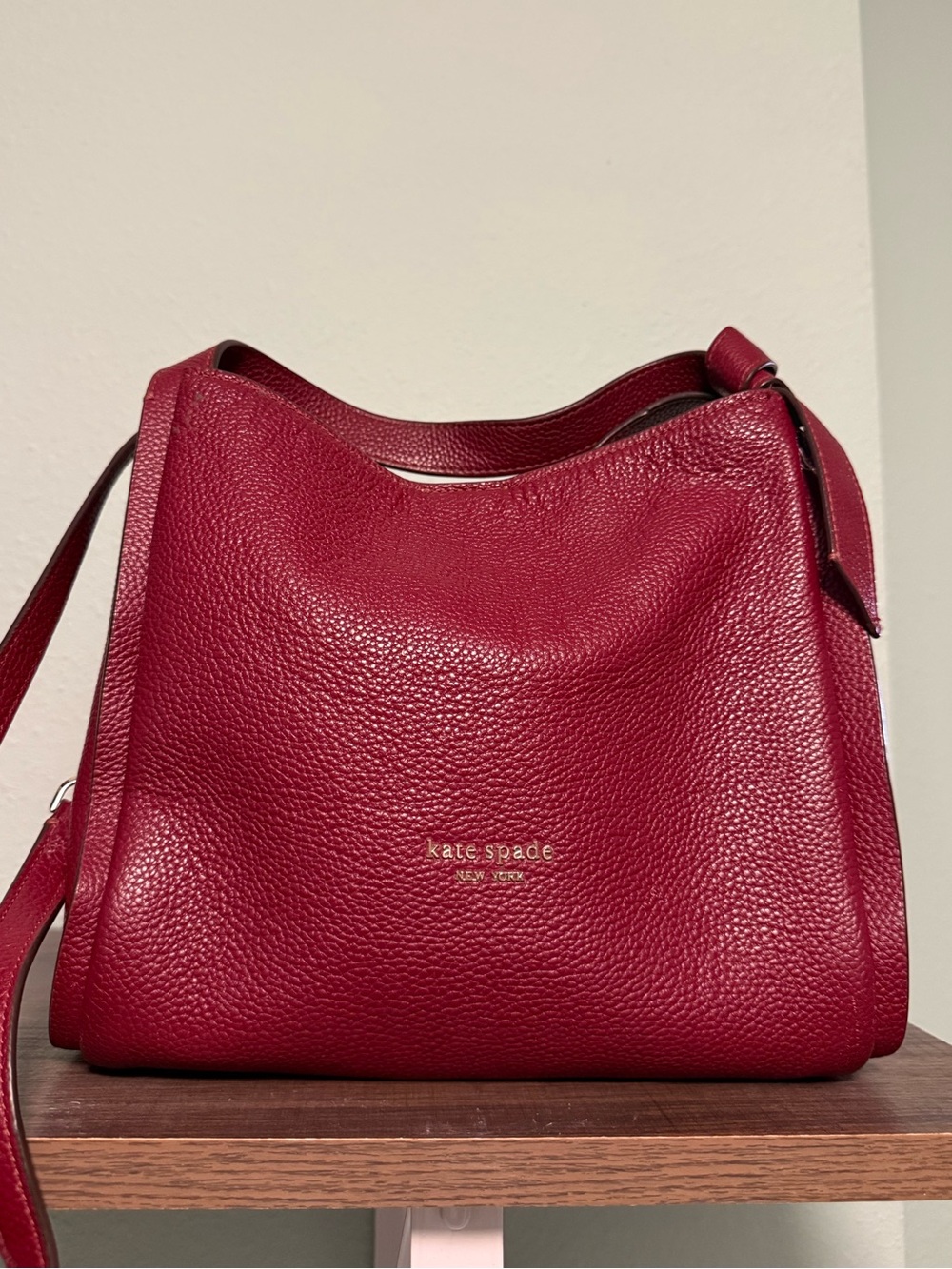 Kate Spade New York Knott Pebbled Leather Crossbody Tote Wine
